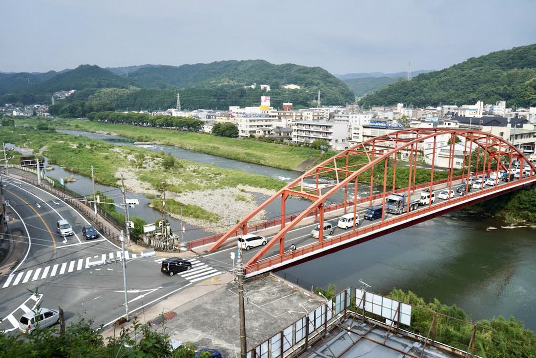 月見ヶ丘から狩野川、修善寺橋を臨む